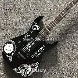 Solid Black Electric Guitar Fast Ship Custom Shop FR Bridge 6 Strings Maple Neck