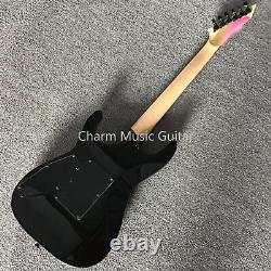 Solid Black Electric Guitar Fast Ship Custom Shop FR Bridge 6 Strings Maple Neck