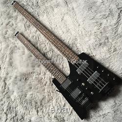 Solid Body 6+4 Strings Black Double Neck Electric Guitar Fast Ship Dot Inlay