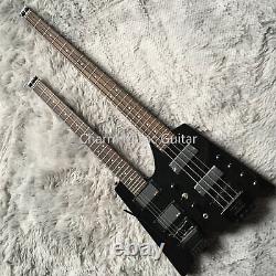Solid Body 6+4 Strings Black Double Neck Electric Guitar Fast Ship Dot Inlay