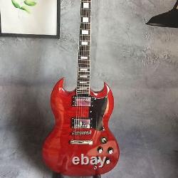 Solid Body Red Electric Guitar Free Ship HH Pickups 6 Strings Block Inlay