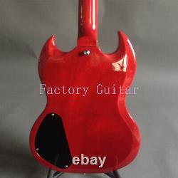 Solid Body Red Electric Guitar Free Ship HH Pickups 6 Strings Block Inlay