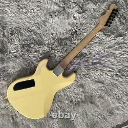 Solid Body Unbranded Yellow Electric Guitar Fast Ship 6 Strings Black Hardware