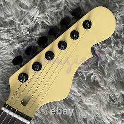 Solid Body Unbranded Yellow Electric Guitar Fast Ship 6 Strings Black Hardware