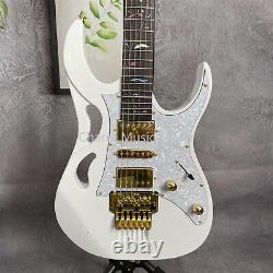 Solid Body White Electric Guitar Fast Ship Custom Gold Hardware Maple Neck