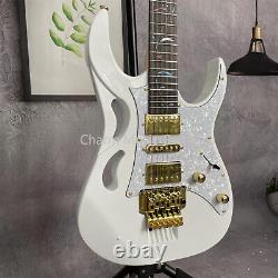 Solid Body White Electric Guitar Fast Ship Custom Gold Hardware Maple Neck