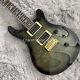 Solid Electric Guitar Transparent Black Flame Maple Top Fast Ship Custom Finish