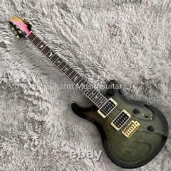 Solid Electric Guitar Transparent Black Flame Maple Top Fast Ship Custom Finish