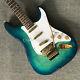 Solid Gradient Blue Electric Guitar Fast Ship SSS Pickups Quilted Maple Veneer