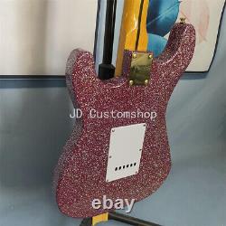 Solid ST Sparkle Purple Electric Guitar Maple Neck&Fretboard Tremolo Bridge