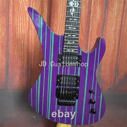 Solid Synyster Gates Custom Electric Guitar HH Pickup Purple&Green Pinstripes