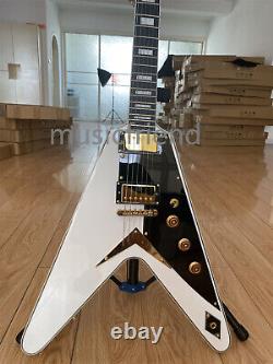 Solid White Electric Guitar White Guitar 6 String H H Pickups Gold Parts