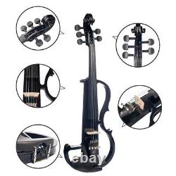 Solid Wood 5 String Electric Violin with Violin Bow Case Rosin Headphone
