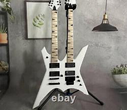 Special White Xiphos Double Neck 12+6 String Electric Guitar Maple Fretboard