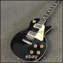 Standard LP Electric Guitar Safe Shipping ABR Chrome Hardware Black Solid Body