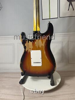 Sunburst 6 String Electric Guitar S S S Pickups Chrome Parts Maple Fretboard