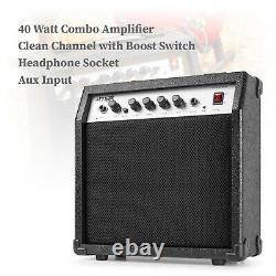 Sunburst Full Size Electric Guitar Starter Kit Set 4/4 with 40W Combo Amplifier