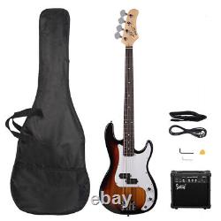 UK 4 String GP Electric Bass Guitar Beginner Kits Cord Wrench Tool 20W Amplifier