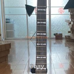 Unbranded Black Electric Guitar V Shape FR Bridge Dot Style Fast Ship HH Pickups