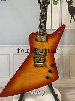 Unbranded Cherry Sunburst Flame Maple Top EX Electric Guitar Gold Parts 6Strings