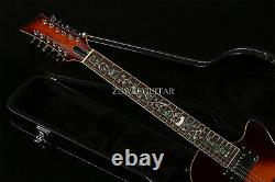 Unbranded Electric Guitar 12-String Semi Hollow Flower Inlay Vintage Sunburst