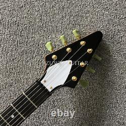 Unbranded Electric Guitar Special V Shaped 6 Strings Through Body Gold Hardware