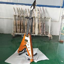 Unbranded Flying V Electric Guitar String Thru Body HH Pickups Gold Hardware