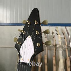 Unbranded Flying V Electric Guitar String Thru Body HH Pickups Gold Hardware