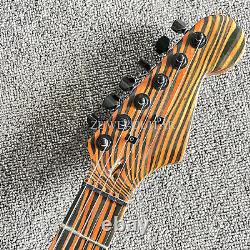 Unbranded Full Zebrawood ST Electric Guitar 6-String 22 Frets Bolt On Joint
