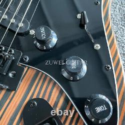 Unbranded Full Zebrawood ST Electric Guitar 6-String 22 Frets Bolt On Joint