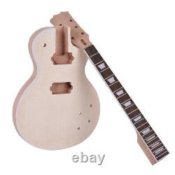 Unfinished LP Style Electric Guitar DIY Assembly Kit 6 String Mahogany Body Neck