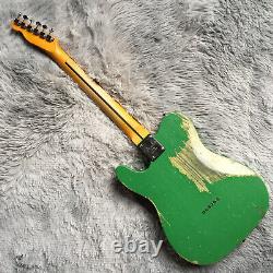 Vintage Relic Electric Guitar TL Green Body 6 String Maple Fretboard SS Pickups