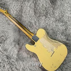 Vintage Relic Electric Guitar TL Yellow 6 String Maple Fretboard Single Pickup