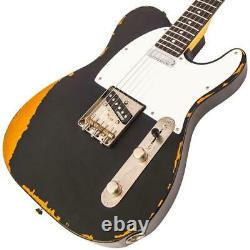 Vintage V62 ICON Electric Guitar Distressed Black