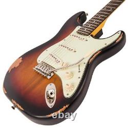 Vintage V6 ICON Electric Guitar Distressed Sunburst