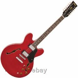 Vintage VSA500 Semi Hollow Semi Acoustic 12 String Electric Guitar Cherry Red