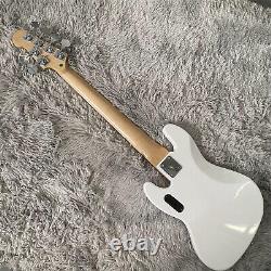 White Electric Bass Guitar 6 String Maple Fretboard Solid Body Chrome Hardware