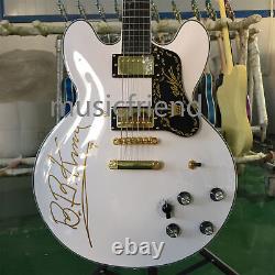 White Electric Guitar 6 String H H Pickups Gold Hardware Ebony Fingerboard