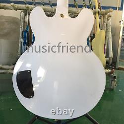 White Electric Guitar 6 String H H Pickups Gold Hardware Ebony Fingerboard