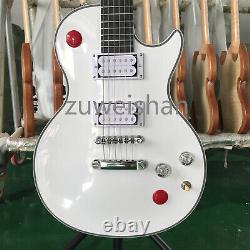 White Solid Electric Guitar 6 String H H Pickups Chrome Parts Black Fretboard