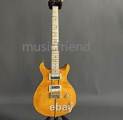 Yellow Basswood Electric Guitar 6 String Flamed Maple Top Maple Neck & Fretboard