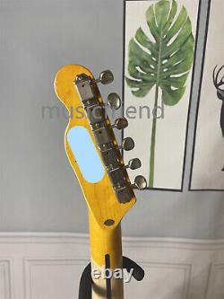 Yellow TL Electric Guitar 6 String S S Pickups Chrome Parts Black Piakguard